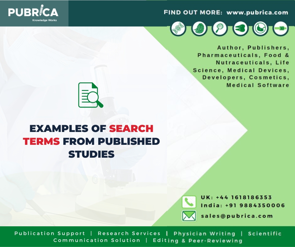 Examples of search terms from published Studies