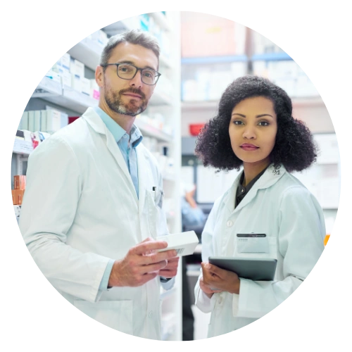 Researchers collaborating on biosimilar regulatory and scientific evidence