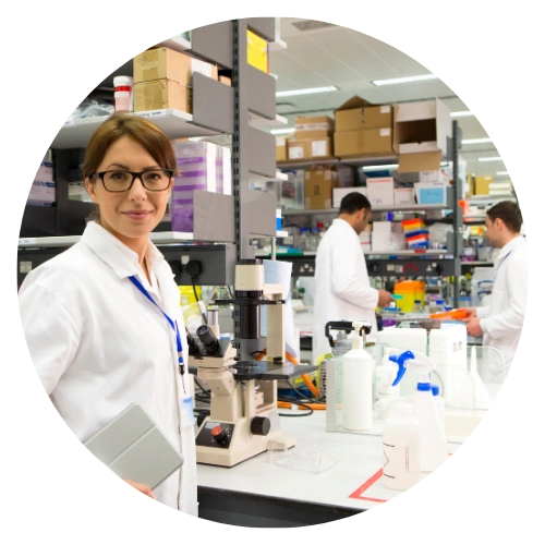 Laboratory scientist in white coat