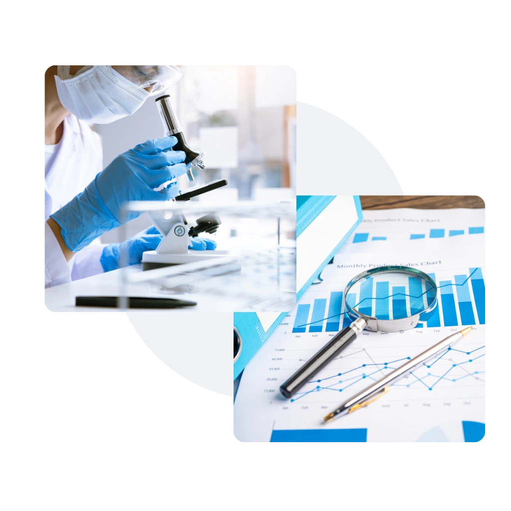 Scientist conducting laboratory research with a microscope