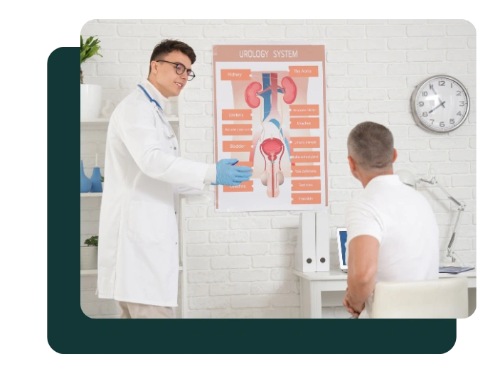 Doctor explaining medical treatment using visual aids to a patient