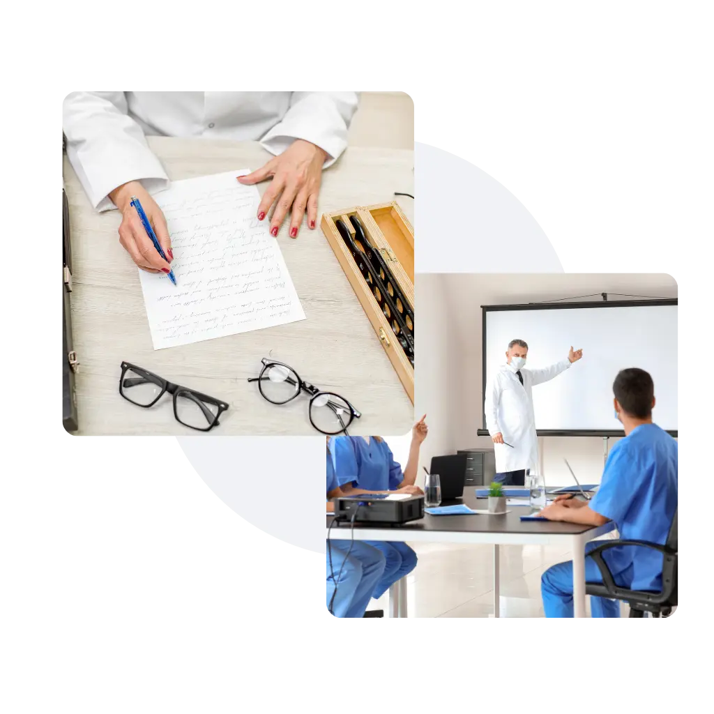 Physician manuscript writing desk