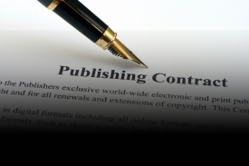 Publishing contract document and fountain pen