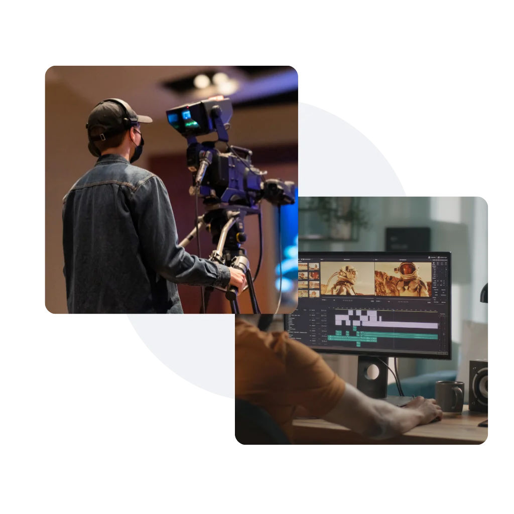 Videographer recording research pitch
