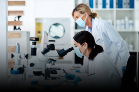 Clinical research team analyzing samples