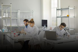 Lab scientists working in modern research laboratory