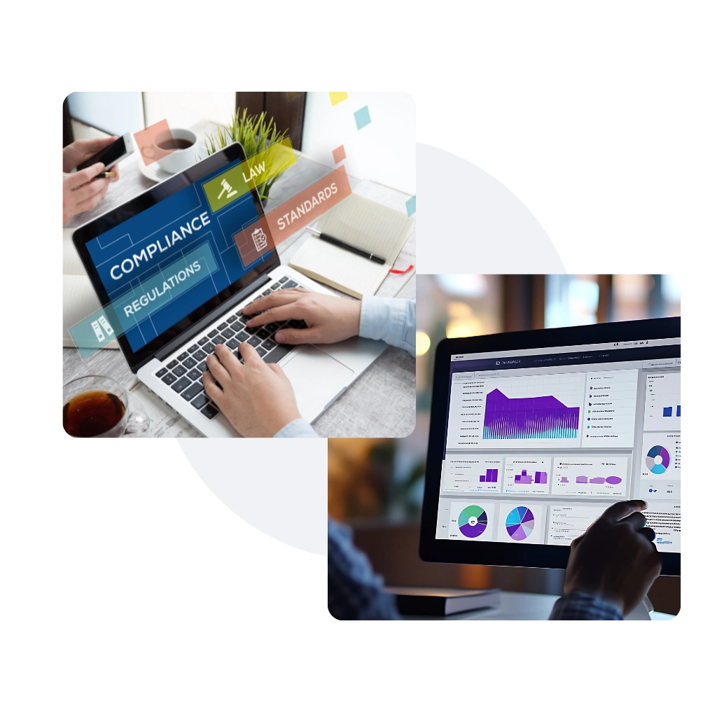 Compliance and regulation guidelines on laptop screen