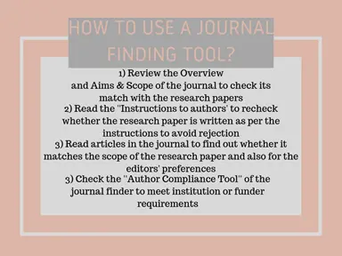 Journal finder for research papers