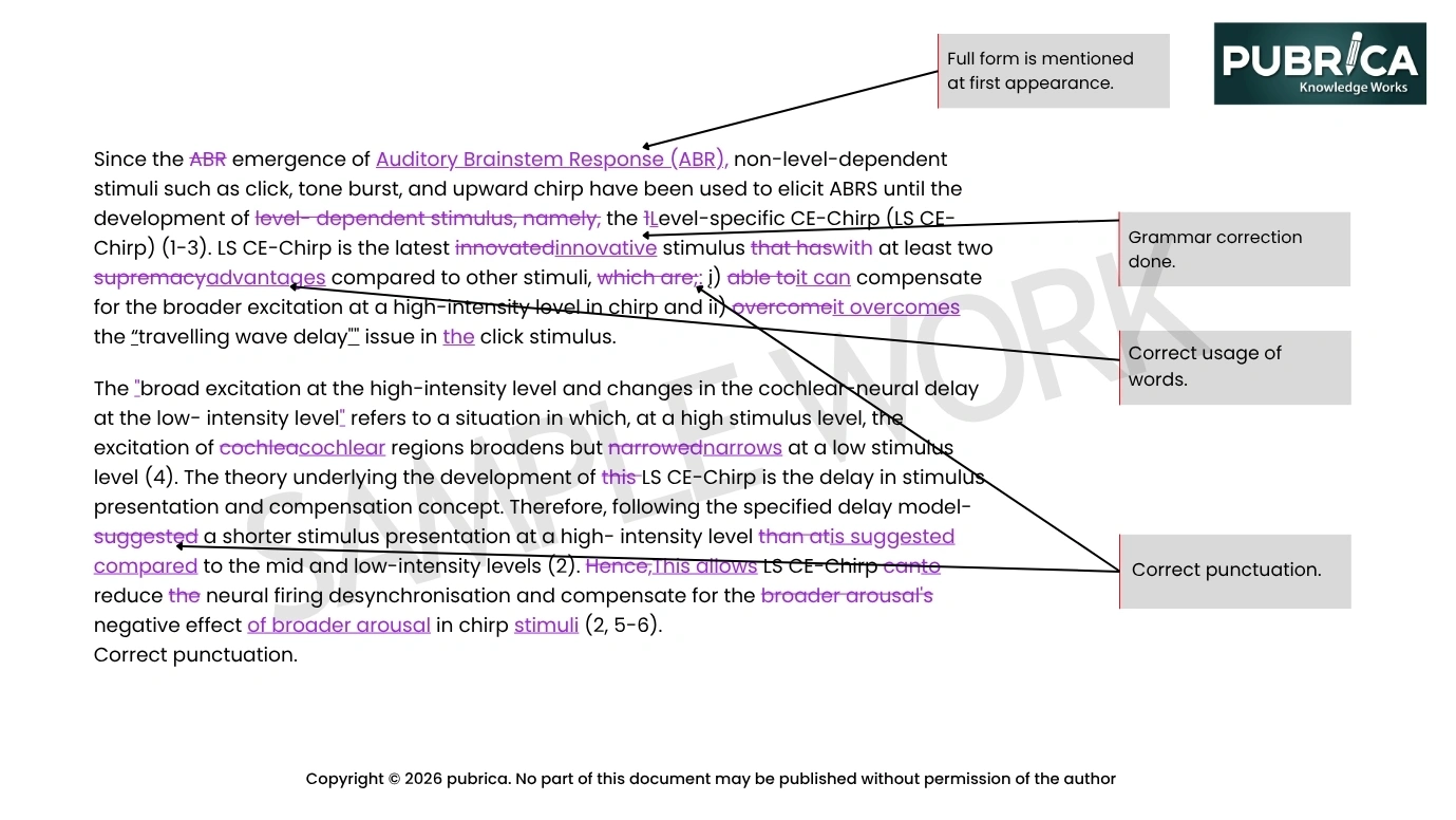 Proofreading sample work